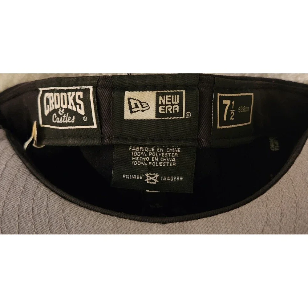 Crooks & Castles New Era 59 Fifty Black Baseball Cap Size 7-1/2 Most Hated Logo
